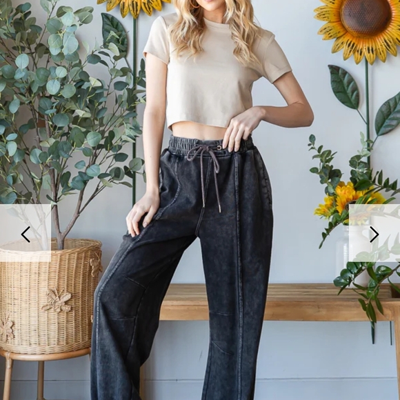 Oli & Hali Pants - Oli And HALI Washed Terry Black Joggers